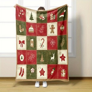 1 Pack Christmas Advent Calendar Flannel Blanket, Christmas Decorations, Christmas Throw, Christmas Gift. - 1 of 4