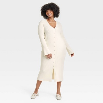 Women's Bell Long Sleeve Midi Sweater Dress - A New Day™