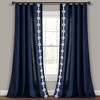 Luxury Modern Geo Linen Like Embroidery Border Window Curtain Panel Navy Single 52X84 - image 2 of 4