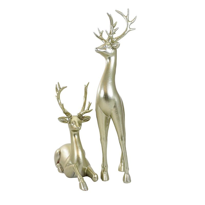 12.0 Inch Gold Sitting/Standing Reindeer Figurine Christmas Retro Deer Figurines, 2 of 4