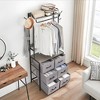 Clothes Rack, 6 Drawer Rack with Hanging Rods, Metal Frame Wardrobe Closet w/Wooden Top, Freestanding Tall Clothing Rack for Bedroom, Hallway, Gray - 2 of 4