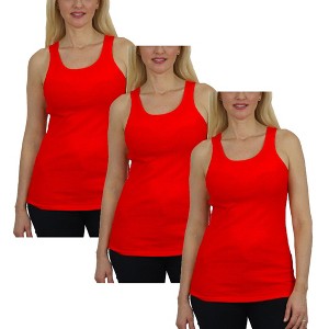 Galaxy By Harvic Women's Loose Fit Ribbed Tank Top-3 Pack - 1 of 4