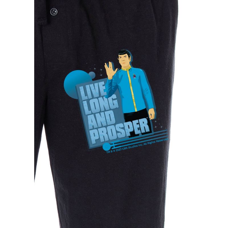 Star Trek Men's The Original Series Spock Live Long And Prosper Pajama Pants Black, 3 of 4