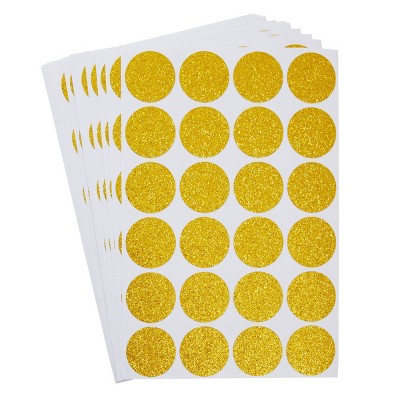 Stockroom Plus 360 Pack Round Glitter Dots, Sparkle Circle Stickers for Wedding Invitations, Crafts, Gold, 1 in
