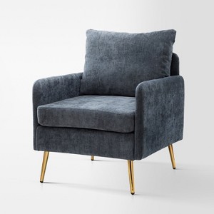 Giovann Wooden Upholstered Accent Chair Comfy Armchair Living Room and Bedroom Armchair with Metal Legs | Karat Home - 1 of 4