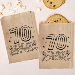 Big Dot of Happiness Adult 70th Birthday Kraft Brown Paper Treat Bags, Birthday Individual Greaseproof Brown Paper Sandwich Cookie Bags - 25 Count - 1 of 4
