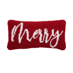 C&F Home Merry Script Hooked Pillow - 1 of 4