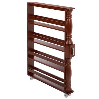 The Lakeside Collection Wooden Can Organizer & Spice Rack - Slim Rolling Kitchen Cart
