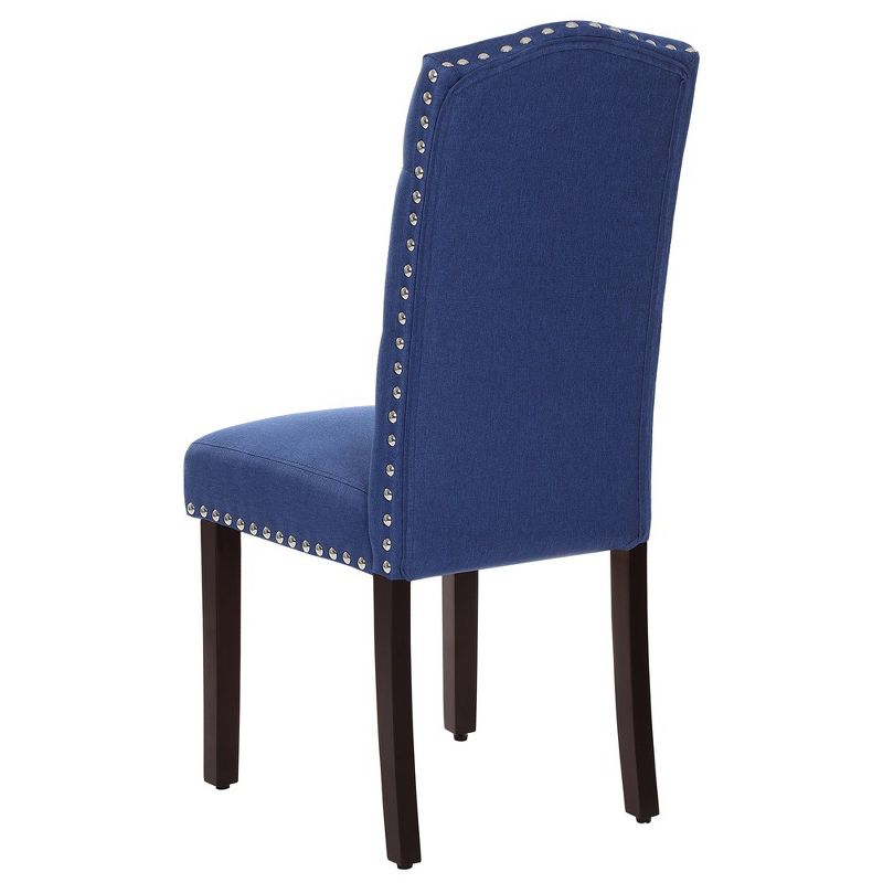 SONGMICS Set of 2 Dining Chairs with High Back, Tufted Design, Solid Wood Legs, Upholstered Stools, 18.1 x 23.2 x 40.5 Inches, Royal Blue, 3 of 8