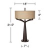 Franklin Iron Works Tremont Industrial Table Lamp 31 1/2" Tall Bronze Metal Burlap Fabric Drum Shade for Bedroom Living Room Bedside Nightstand Office - 4 of 4