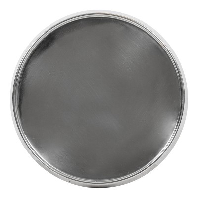 Elegant Sanzo Silver Metal Round Pedestal Side Table