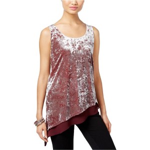 I.N.C International Concepts Womens Crushed Velvet Pullover Blouse, Red, Medium - 1 of 1
