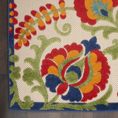 Summery Palmette 32"x48" Reversible Multicolor Outdoor Rug