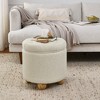 GDFStudio Hilary Round Storage Button-Tufted Velvet Upholstered 18.5" Ottoman with Solid Wood Oval Legs - 4 of 4