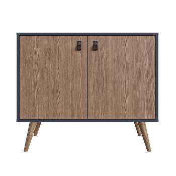Amber Accent Faux Leather Handles Cabinet - Manhattan Comfort