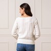 Hope & Henry Womens' Organic Balloon Sleeve Cable Knit Button Front Sweater, Soft White Chevron, X-Small - 3 of 4