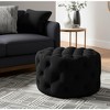 33"  Linen Tufted Round Cocktail Ottoman - 2 of 4