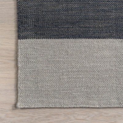 Blue and Gray Wool Rectangular Area Rug, 5' x 8'