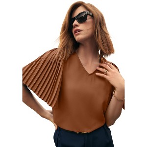 Jessica London Pleated Sleeve Georgette Blouse - 1 of 2