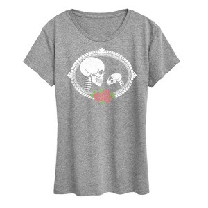 Women's - Instant Message - Human And Cat Skull Short Sleeve Graphic T-Shirt - 1 of 4