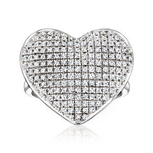 Ross-Simons 1.00 ct. t.w. Pave Diamond Heart Ring in Sterling Silver - 1 of 4