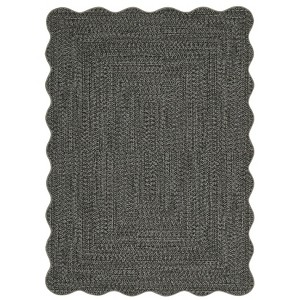 Modern Solid Scalloped Rugs for Living Room, Washable Non Slip Ultra Thin Soft Bedroom Rugs, Indoor Low Pile Large Carpet for Nursery Room - 1 of 4