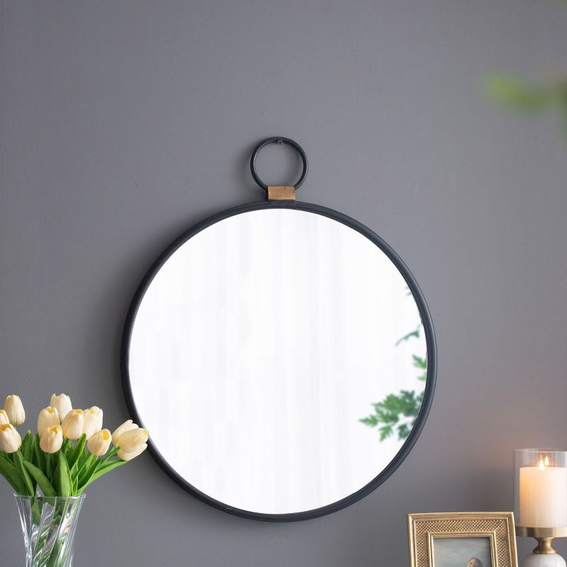 Round Mirror With Ring,Modern Wall Mirror With Black Frame,Contemporary Minimalist Accent Mirror For Living Room,Foyer,Entryway,Bedroom-The Pop Home, 3 of 9
