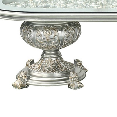 Sandoval Champagne Finish Rectangular Glass Dining Table