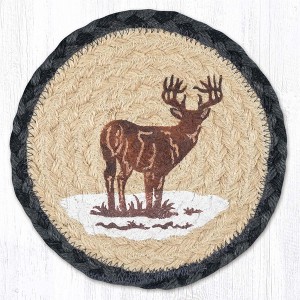 Earth Rugs Decorative Stag Round Coaster – Rustic Farmhouse Wildlife Accent 7"x7" - 1 of 3