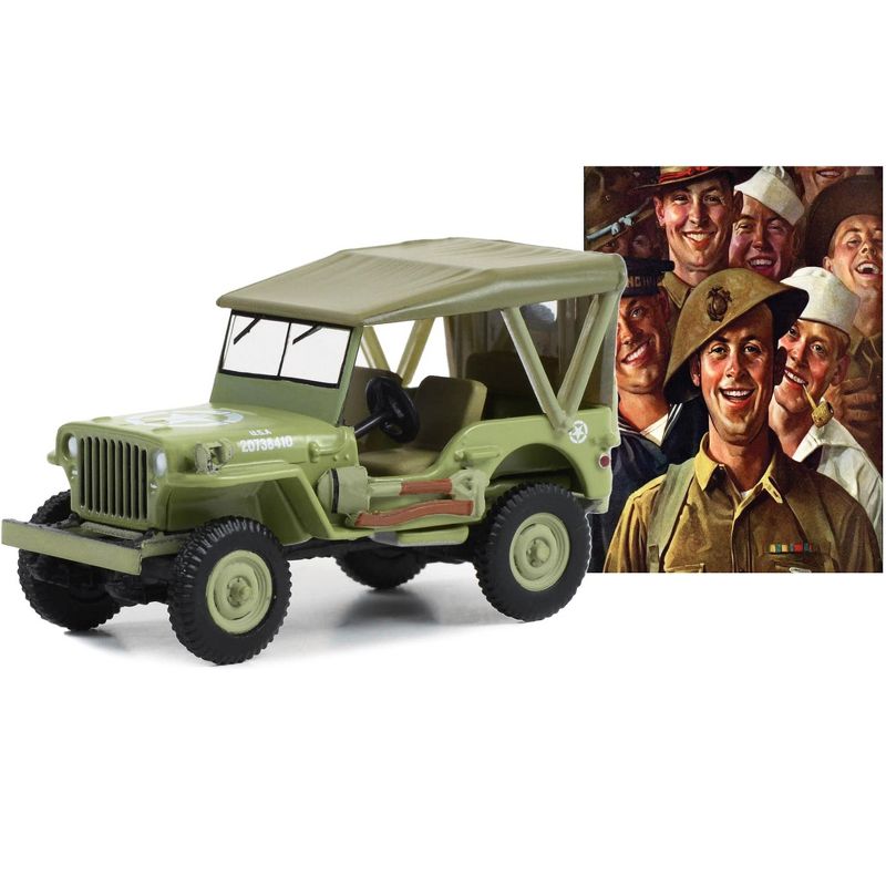 1945 Willys MB Jeep Light Green "U.S. Army" "Norman Rockwell" Series 5 1/64 Diecast Model Car by Greenlight, 3 of 4