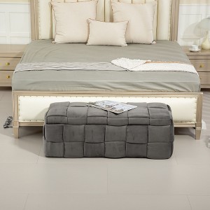 Fabric Upholstered Storage Ottoman with Safe Hinge, Bedroom and Living Room End Bench, Padded Entryway Footrest - 1 of 4