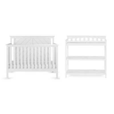 Child Craft Hampton Flat Top 4-in-1 Convertible Crib and Changing Table 2-Piece Nursery Set