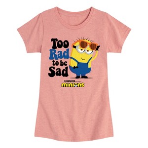 Girls' - Despicable Me Minions - Too Rad To Be Sad Fitted Short Sleeve Graphic T-Shirt - 1 of 3