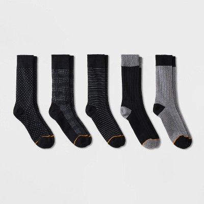 Signature Gold by GOLDTOE Men's Cotton Crew Dress Rib Socks 3pk - Black  6-12.5