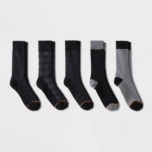 Signature Gold by GOLDTOE Men's Classic Crew Socks 5pk - Black 6-12.5 - 1 of 3