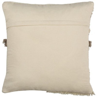 Demna Beige and Gray Wool Bohemian Throw Pillow