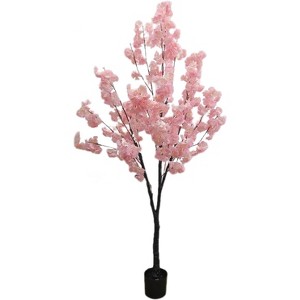 Artificial Cherry Blossom Tree in Pot - Pink Faux Flowers for Indoor/Outdoor Decor, Weddings, Home & Office - 1 of 4