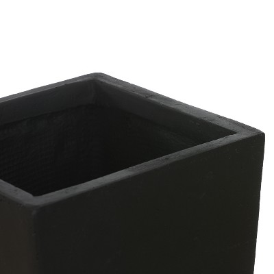 Black Fiberclay 18.5" Tall Tapered Square Planter