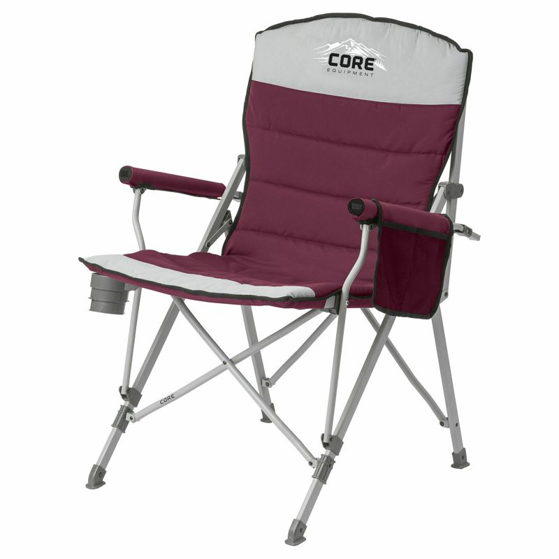CORE 300 Pound Capacity Polyester Padded Arm Chair with Carry Bag, Gray (3 Pack), 2 of 3