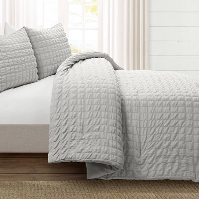 Lush Decor Lush Décor 3pc Full/Queen Crinkle Textured Dobby Comforter Set Light Gray: Midweight Microfiber Bedding, Contemporary Style — фото 4