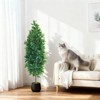 5FT Artificial Topiary Shrubs,Bay Leaf Trees for Outdoors Faux Silk Ficus Trees with Natural Trunk Plants for Home Office Front Porch Decor - 4 of 4