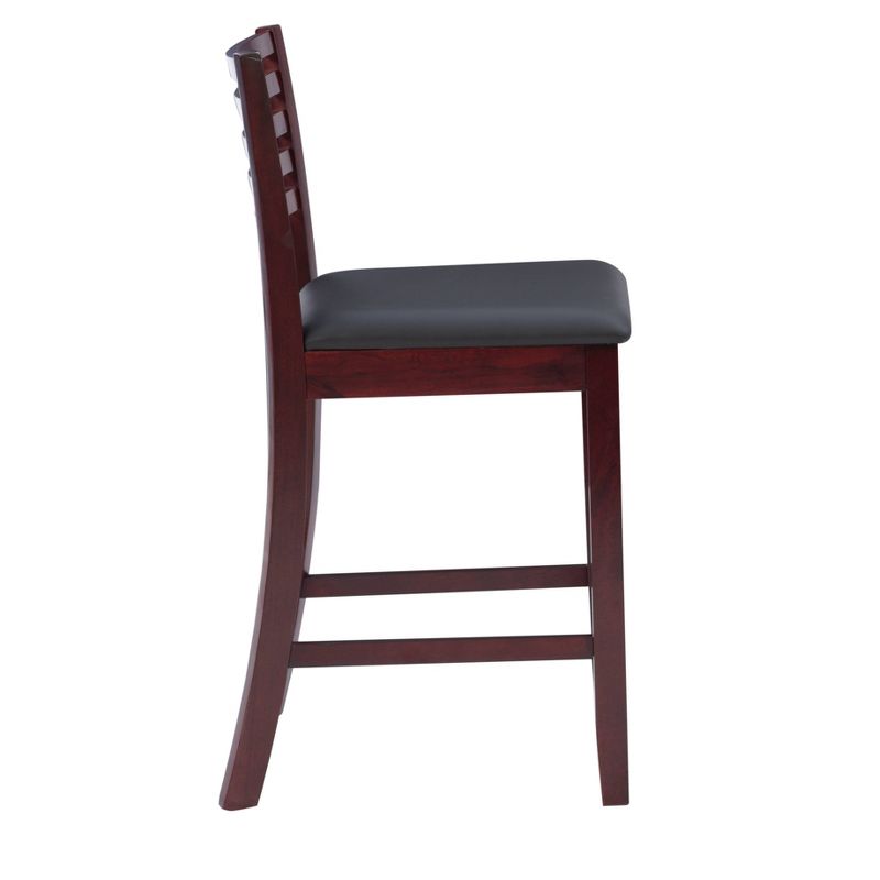 24&#34; Torino Ladder Back Faux Leather Counter Height Barstool Upholstered Seat - Espresso Wood - Linon, 5 of 16