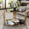 Modern Mirror Coffee Table, Asymmetrical Metal Side Table, Circular Metal Center Table-Cuddlewood - 3 of 4