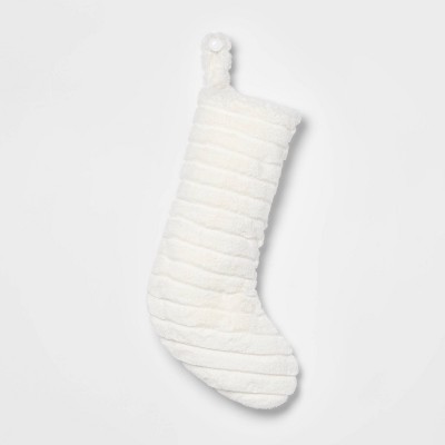 Cut Faux Fur Christmas Stocking White - Wondershop™