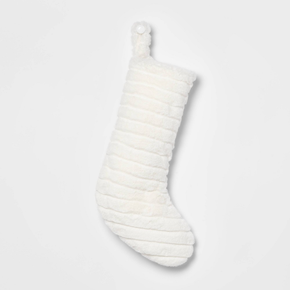 Cut Faux Fur Christmas Stocking White - Wondershop, 2pcs