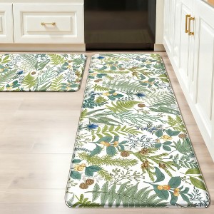 BAGOKIE 2 Pieces Kitchen Rugs Anti-Fatigue Kitchen Mat Set, 17.3"x28" + 17.3"x47" - 1 of 4