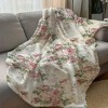 Lomsoe Elegant Floral with Pink Rose Print Flannel Blanket - All Seasons Soft and Warm Throw Blanket for Bed, Napping, Camping, Travel, Office - 2 of 4