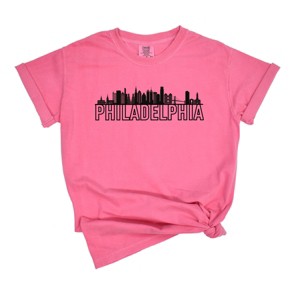 Simply Sage Market Women's Philadelphia Buildings Short Sleeve Garment Dyed Tee - 1 of 2