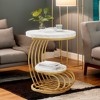 Hommoo Round End Table, 2 Tiers Faux Marble Side Table with Storage Shelf White & Gold - 2 of 4