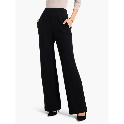 NIC + ZOE Women's 31 Knit Wide Leg Pleated Pant - Black Onyx, PL